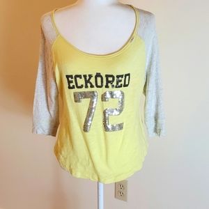 Eckored yellow sequin baseball t-shirt
